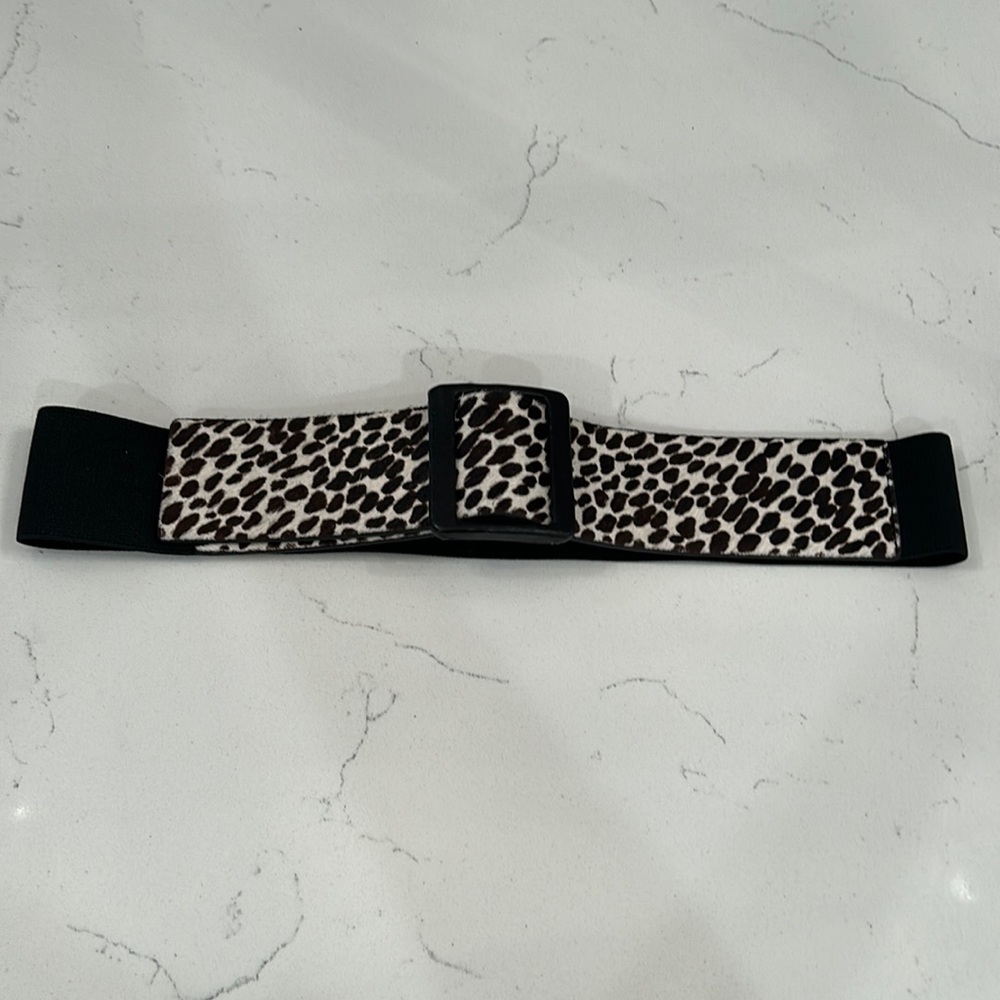 Ann Taylor genuine leather/calf hair stretch belt
